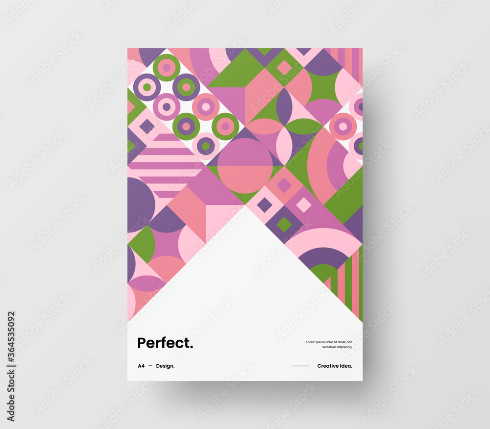 Amazing business presentation vector A4 vertical orientation front page mock up. Modern corporate report cover abstract geometric illustration design layout. Company identity brochure template.
