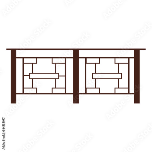 The traditional Window,door,and fence on white background. Vector illustration