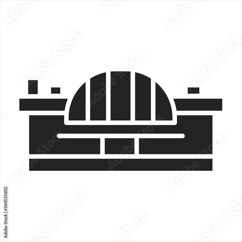 Airport terminal black glyph icon. Building at an airport where passengers are able to get on and off aircraft. Pictogram for web page, mobile app, promo. UI UX GUI design element.