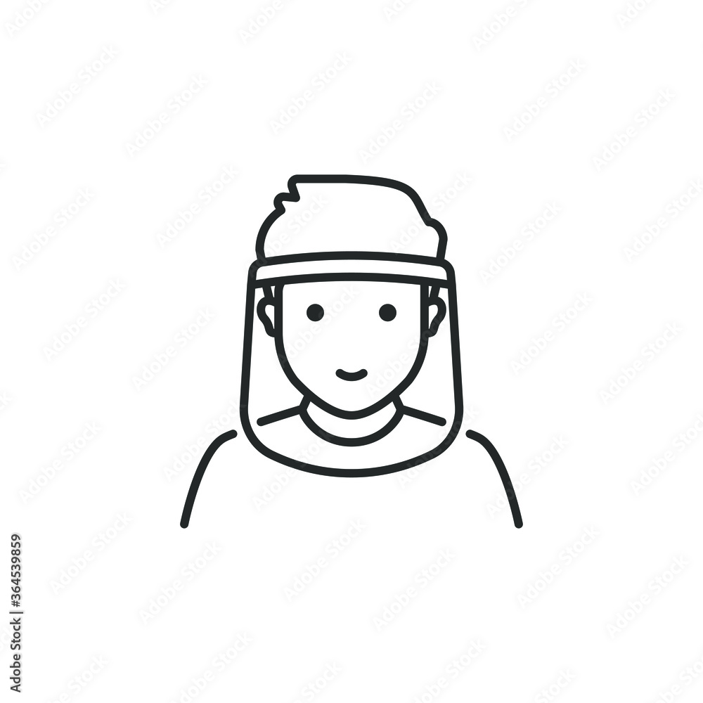 Face shield line icon isolated on white background. Vector illustration Face shield line icon isolated on white background. Vector illustration