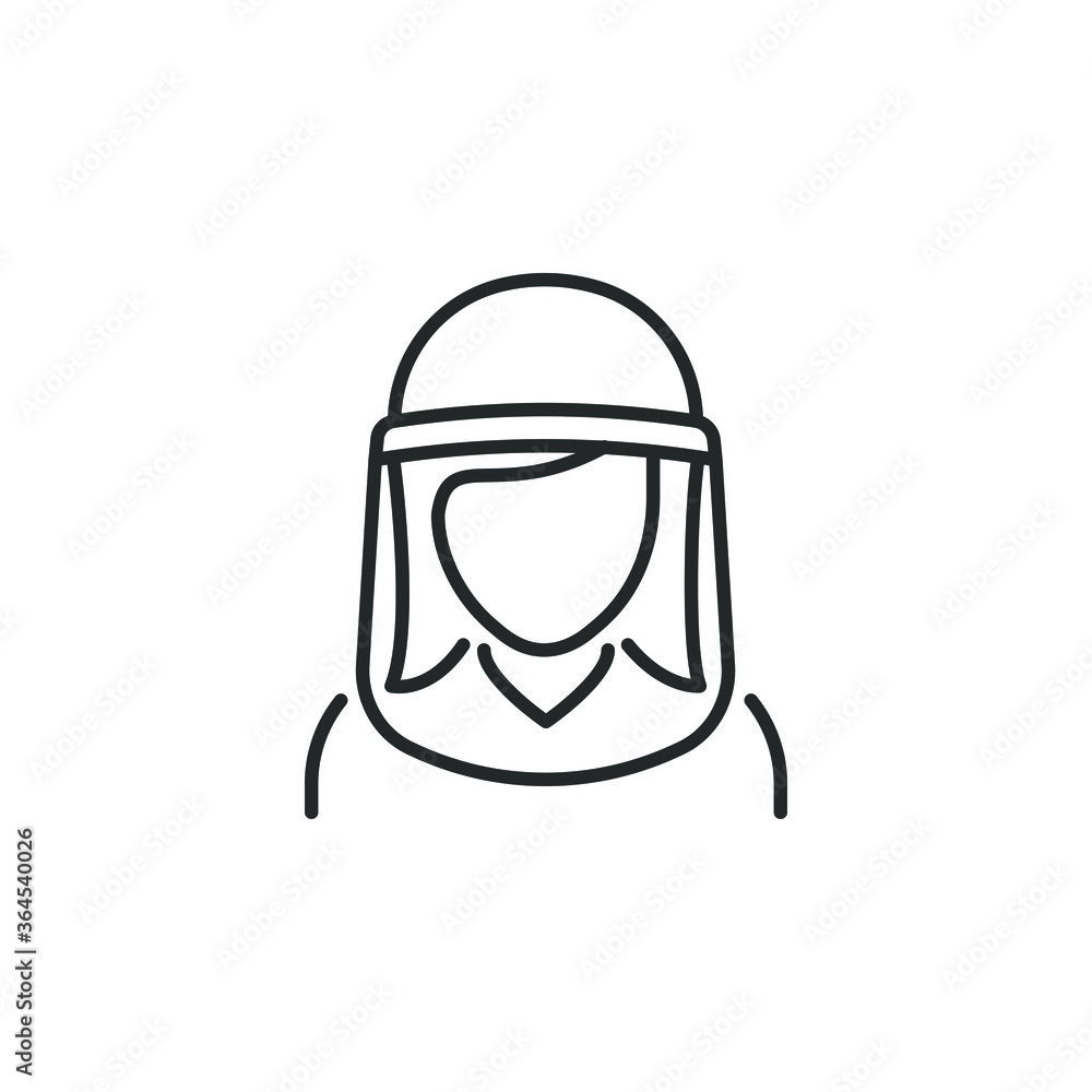 Face shield line icon isolated on white background. Vector illustration