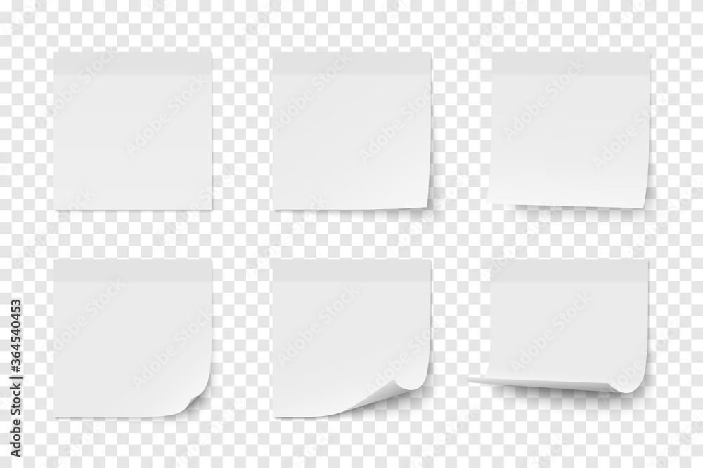 Set of vector white paper adhesive stickers Set of vector white paper adhesive stickers