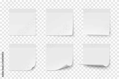 Set of vector white paper adhesive stickers