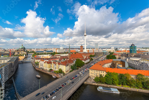 Berlin, Germany Skyline from Above the Spree River.
