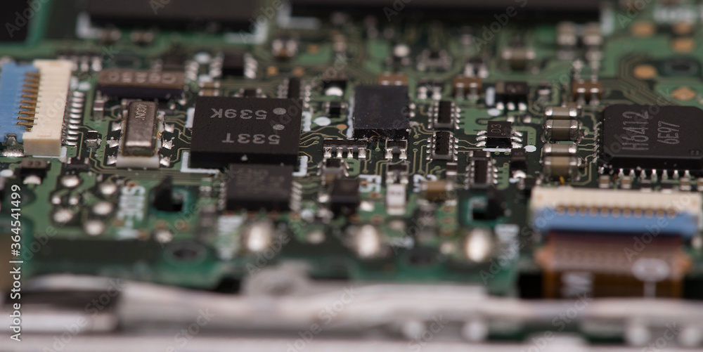close of an electronic circuit board with micro components, processor close of an electronic circuit board with micro components, processor