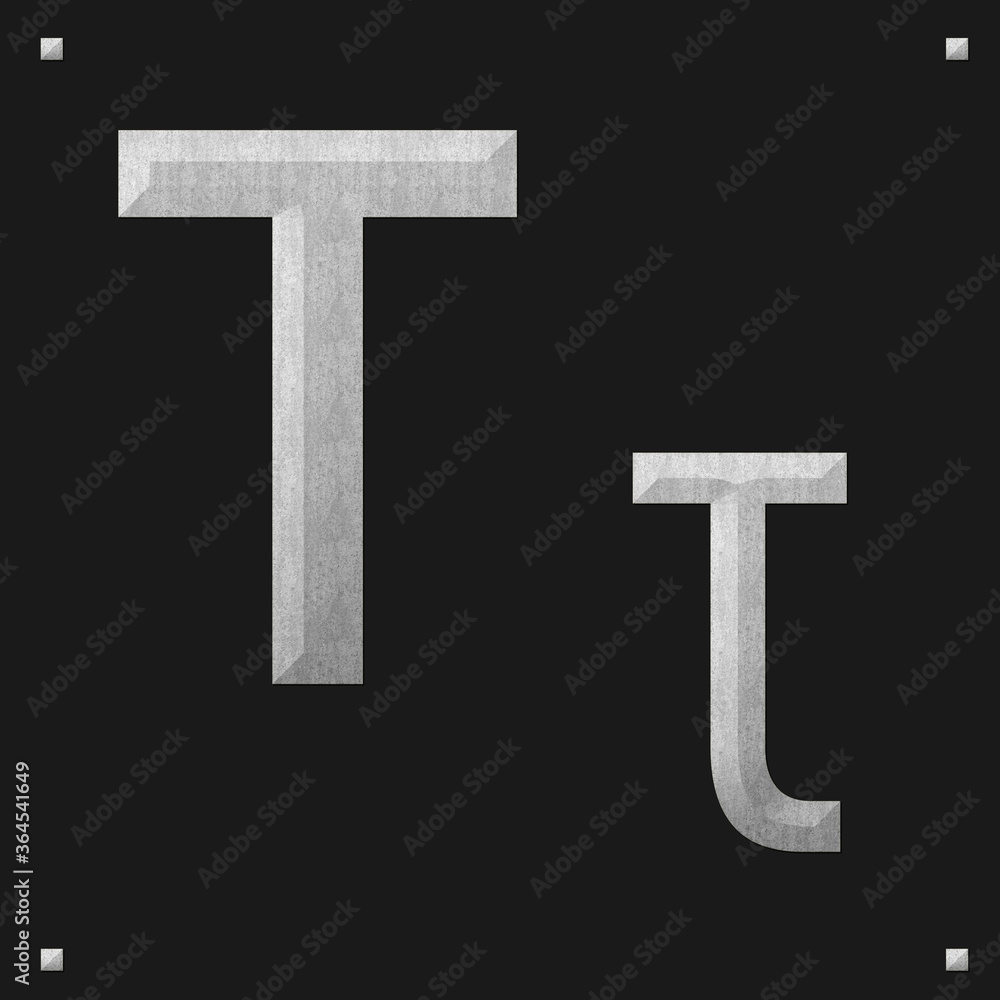 Greek alphabet stone texture, Taf on dark background