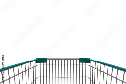 Point of view, Shopping cart In the mall isolated on white background, Clipping path