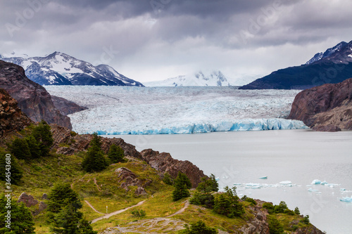 Panorama of Chilean Torres del Paine National Park in Patagonia, Chile photo