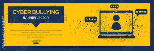 Creative (Cyber bullying) Banner Word with Icon ,Vector illustration.	