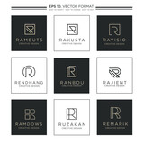 Letter R Modern Logo, R Geometric Concept Design Template