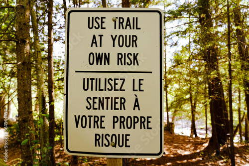 View of a sign in English and French in Canada