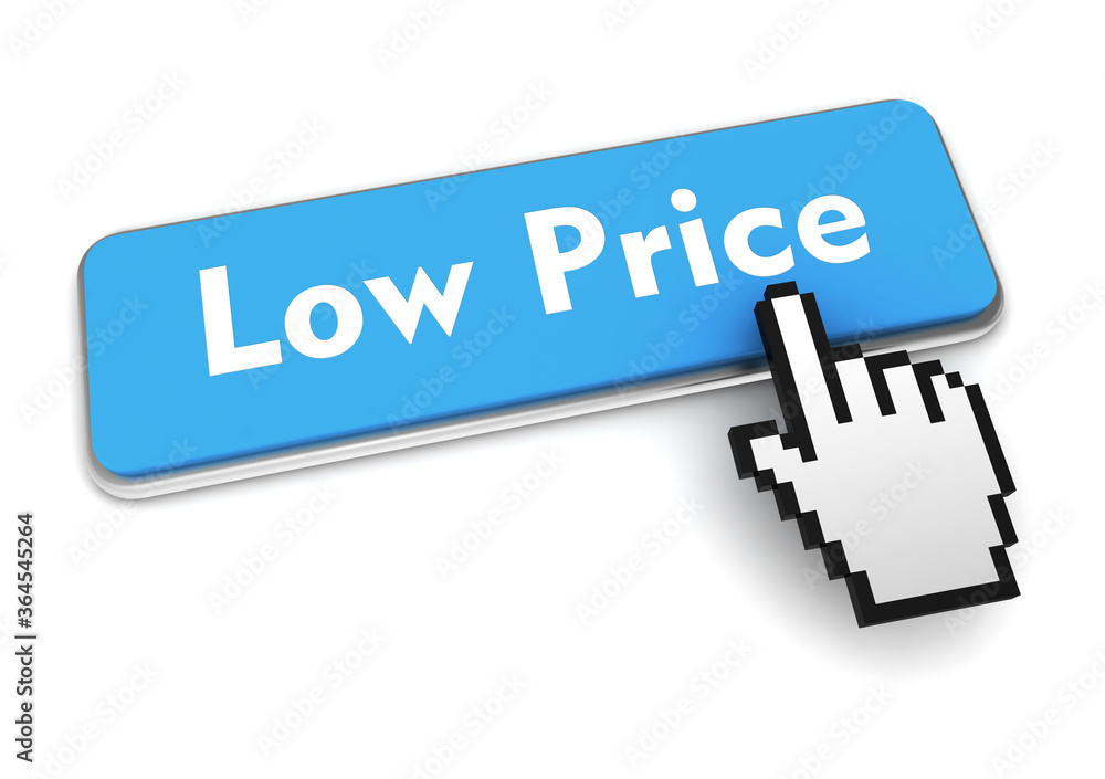 low price push button concept 3d illustration low price push button concept 3d illustration