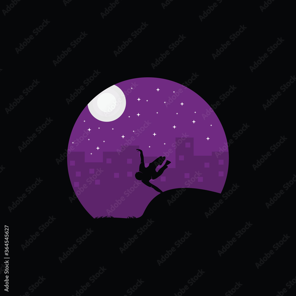 Vector illustration of parkour logo design, parkour player silhouette