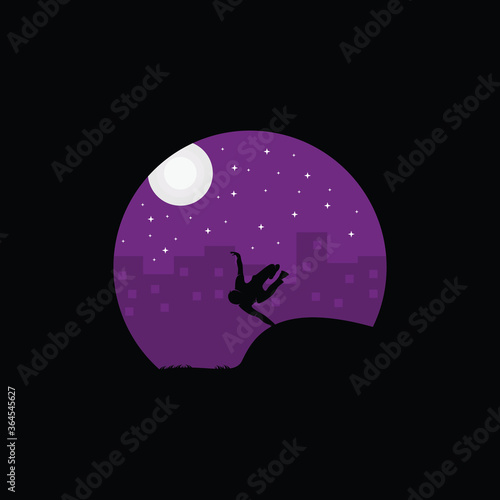 Vector illustration of parkour logo design, parkour player silhouette