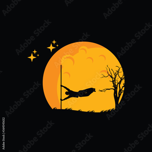 Vector illustration of parkour logo design, parkour player silhouette