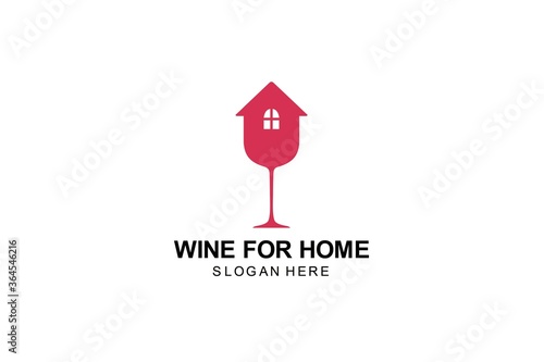 wine for home logo template design. symbol illustration.