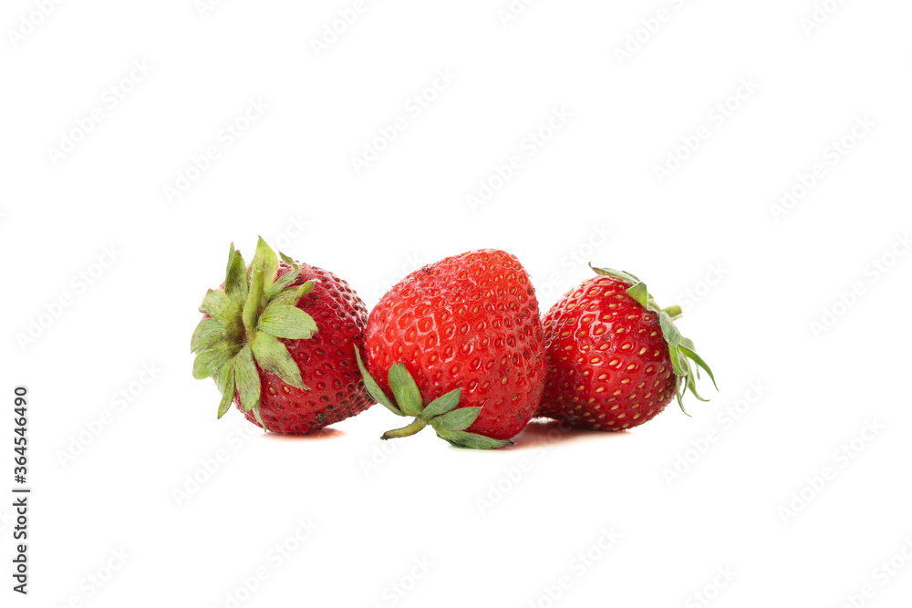 Three fresh strawberries isolated on white background Three fresh strawberries isolated on white background