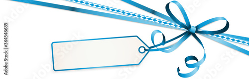 Oktoberfest blue ribbon bow with hang tag