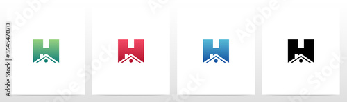 House Roof On Letter Logo Design H