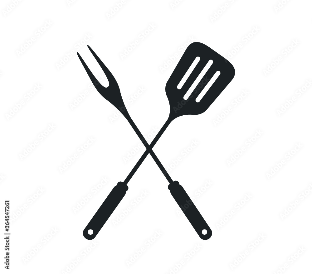 Barbecue tools icon. Grill tools icon. Spatula icon. Spatula with fork icon. Barbecue tools icon. Grill tools icon. Spatula icon. Spatula with fork icon.