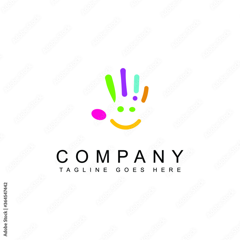 Ilustration vector graphic of Colorful Creative Palm Children Education Logo in Isolated Background