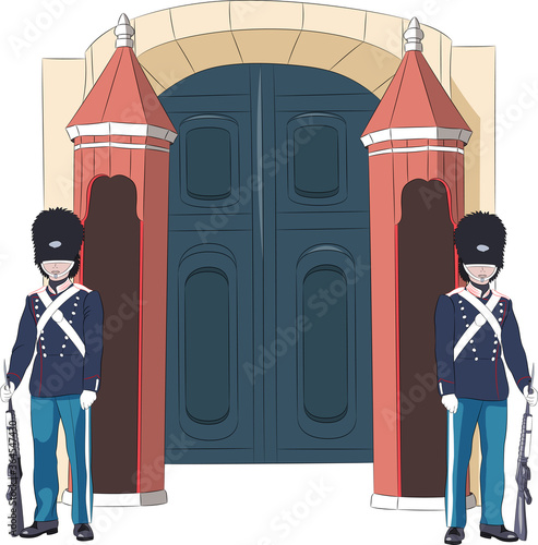 Danish guards in uniform at the post.