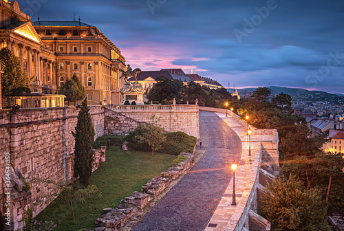 Wonderful sunset at the Royal Palace of Buda in Budapest