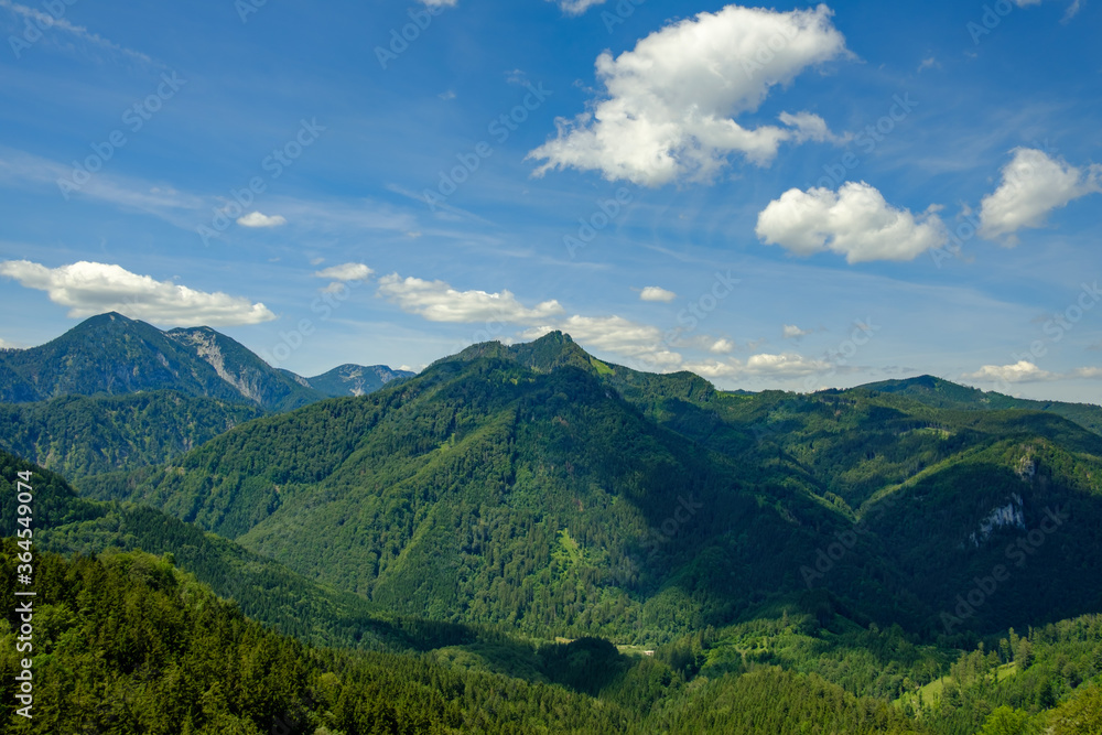 mountain landscape in the austrian national park kalkalpen - obrazy, fototapety, plakaty 