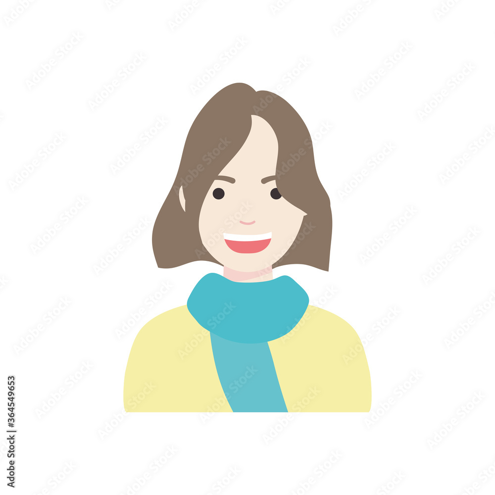 diversity people concept, cartoon woman smiling icon, flat style diversity people concept, cartoon woman smiling icon, flat style