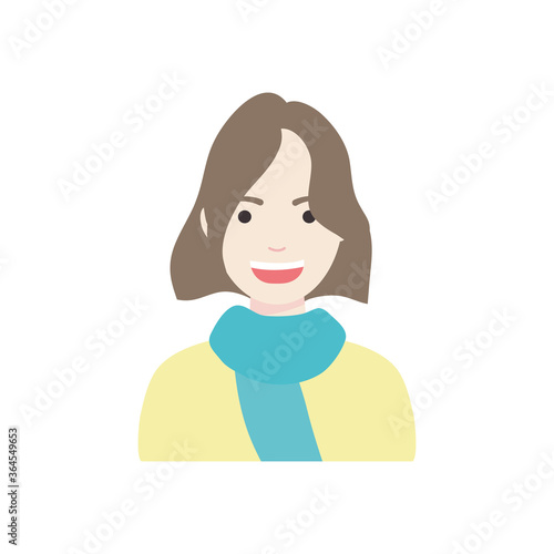 diversity people concept, cartoon woman smiling icon, flat style