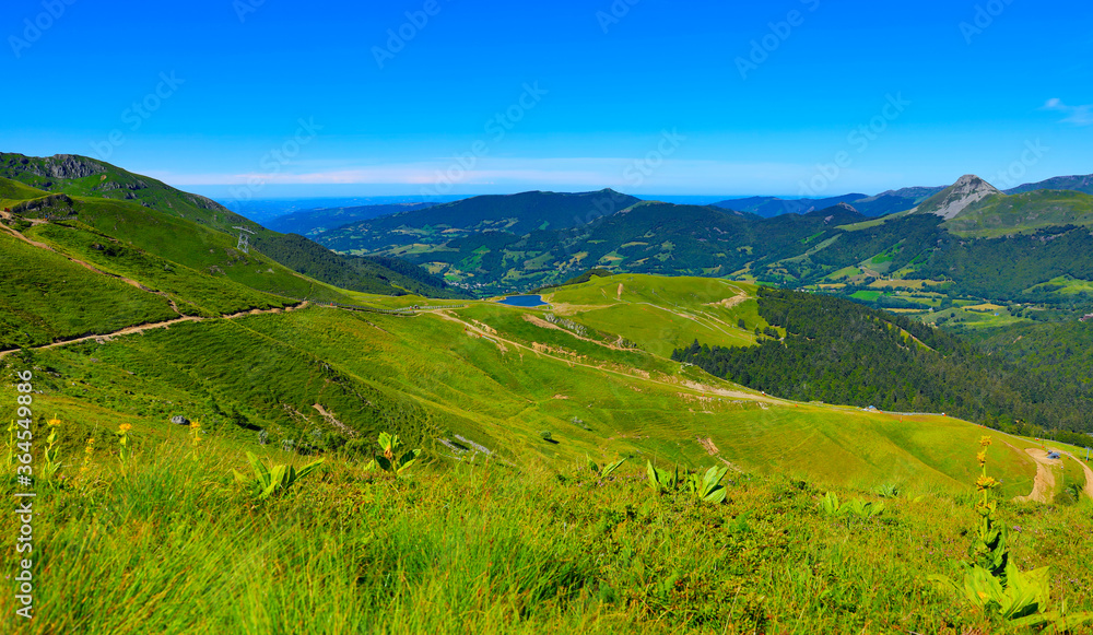 view of beautiful france mountain landscape- hiking trail, plomb du Cantal-Auvergne