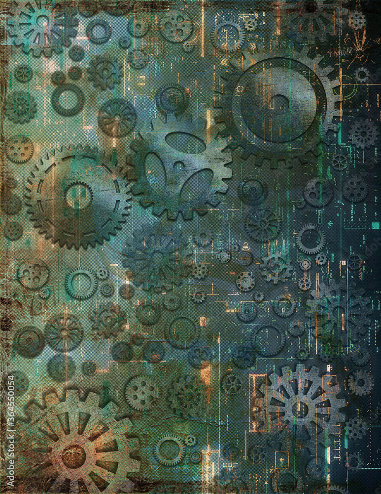 abstract grunge background with gear