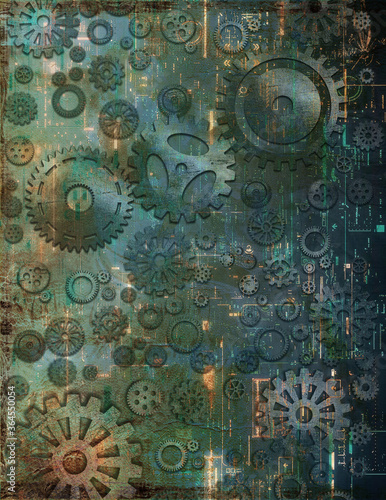 abstract grunge background with gear