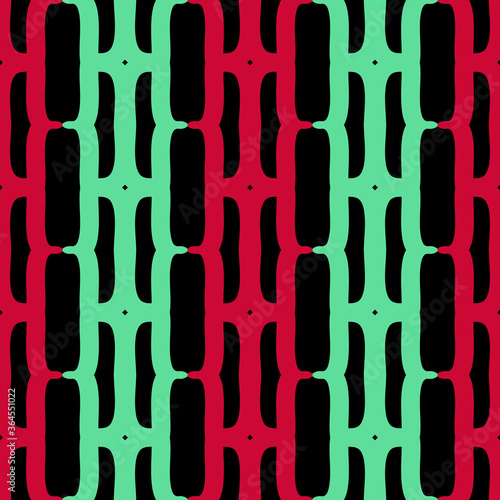 Bright seamless pattern with vertical geometric elements on a black background.