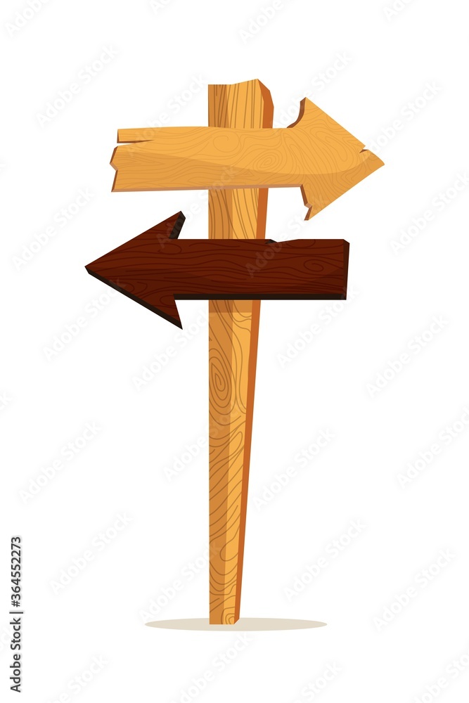Direction sign. Plank arrow billboard road sign icon isolated on white background. Old wooden blank direction signpost vector illustration Direction sign. Plank arrow billboard road sign icon isolated on white background. Old wooden blank direction signpost vector illustration
