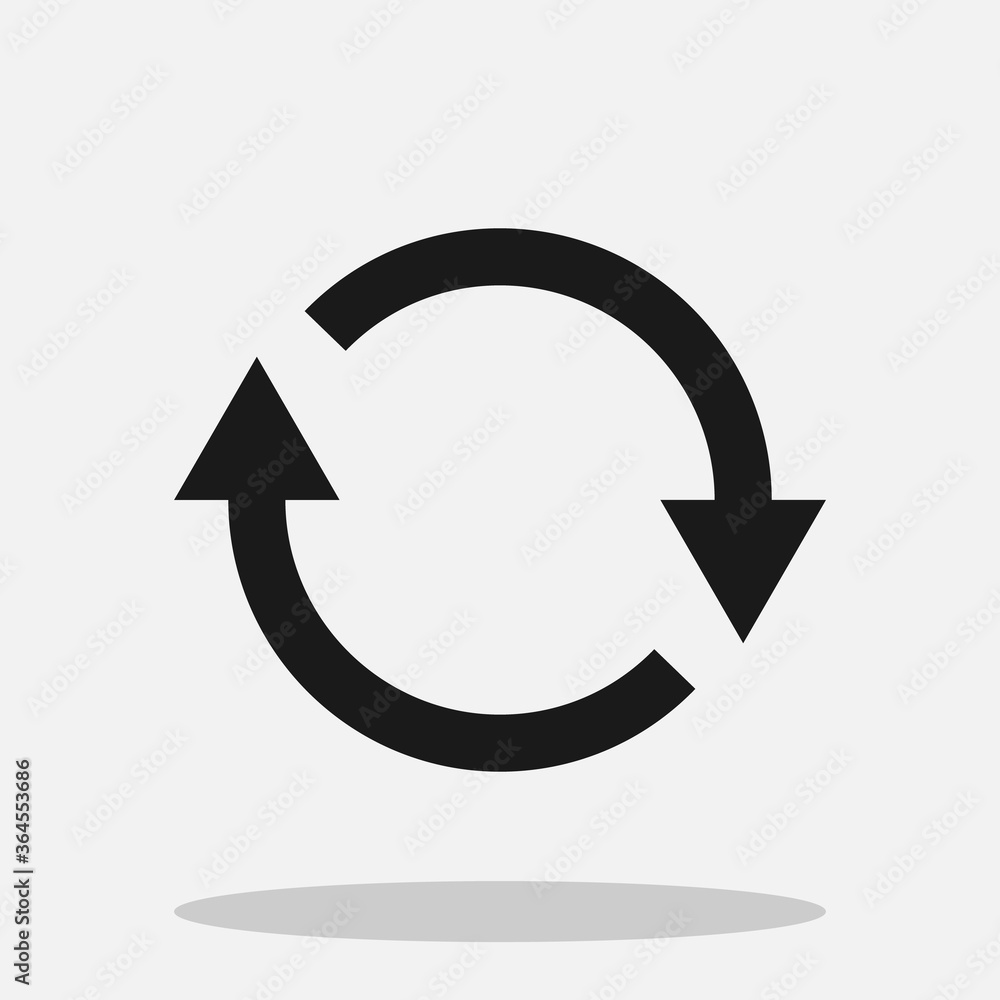 Two arrows rotate vector icon isolated on white background. Reset or reload button. Two arrows rotate vector icon isolated on white background. Reset or reload button.