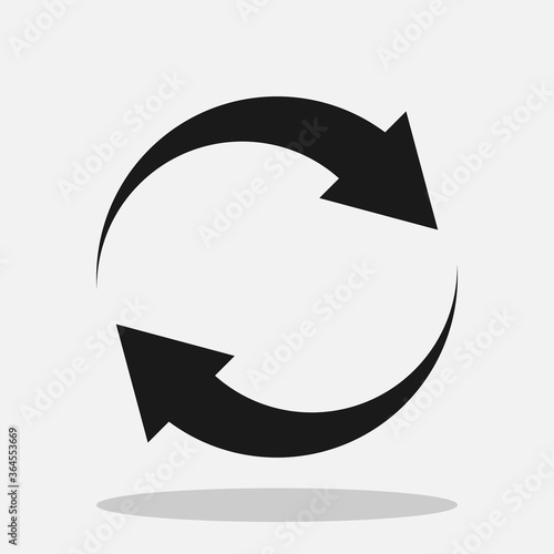 Two arrows rotate vector icon isolated on white background. Reset or reload button.