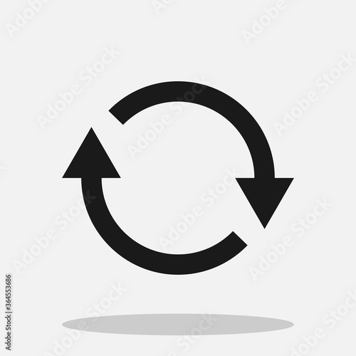 Two arrows rotate vector icon isolated on white background. Reset or reload button.
