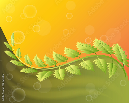 Ecology leafs sunny banner  vector image background