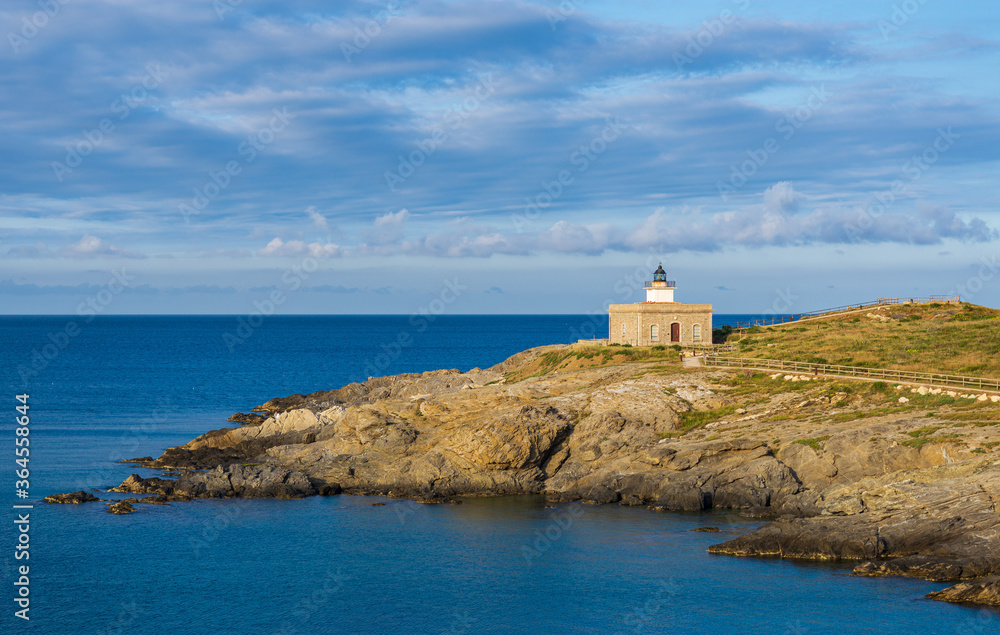 Lighthouse Punta Sarnella in Port de la Selva, Costa Brava, Catalonia, Spain, Europe