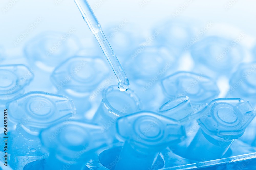 pipette and scientific laboratory test tubes in a genetic laboratory. study of a virus or vaccination. pipette and scientific laboratory test tubes in a genetic laboratory. study of a virus or vaccination.