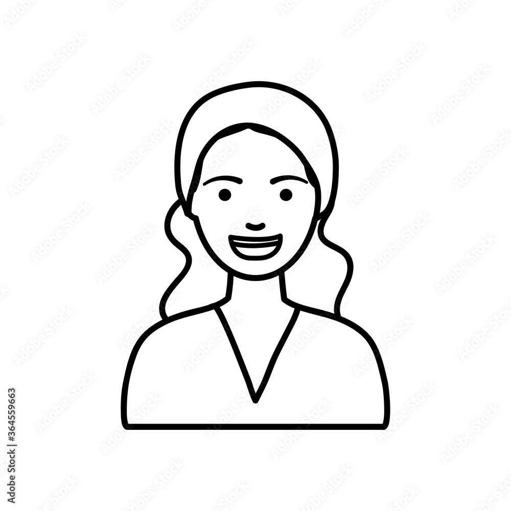 diversity people concept, cartoon adult woman smiling, line style diversity people concept, cartoon adult woman smiling, line style