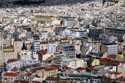 Greece, Athens, February 2 2020 - Athens city view from Acropolis hill.