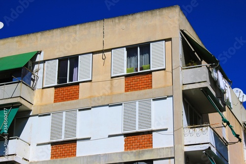 View of apartment building in Athens, Greece, March 12 2020.