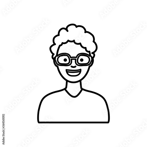diversity people concept, cartoon woman wearing white glasses, line style