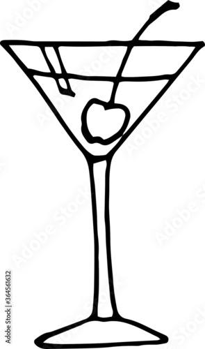 Vector illustration of cocktail with cherry