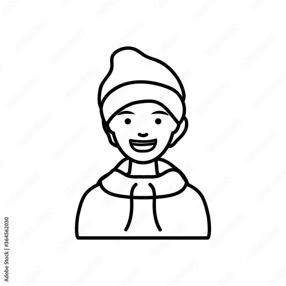 diversity people concept, cartoon man wearing a beanie hat, line style diversity people concept, cartoon man wearing a beanie hat, line style