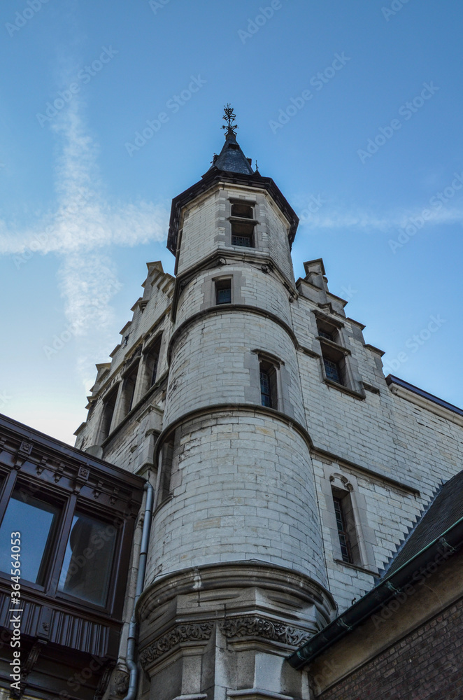 Beautiful architecture of buildings in the center of Antwerp, Belgium. In the center there are many historic buildings in a great condition.