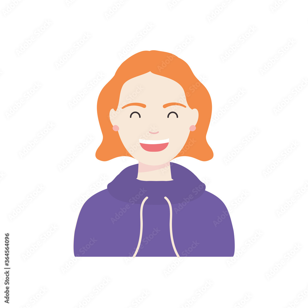 diversity people concept, young woman wearing a hoodie, flat style diversity people concept, young woman wearing a hoodie, flat style