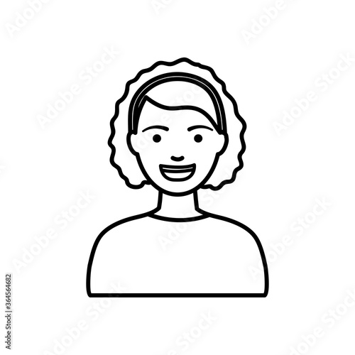diversity people concept, cartoon afro woman smiling, line style